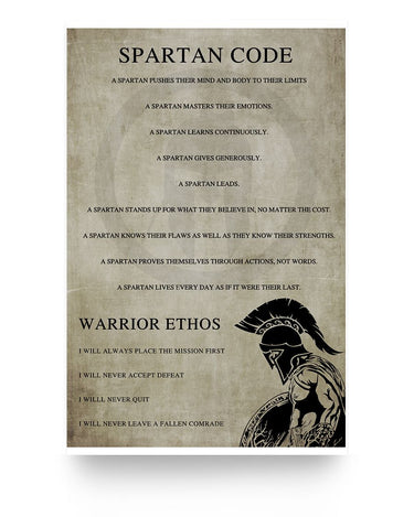 iWow Great Gifts Meaningful Quote Spartan Code - English - Warrior Poster Posters Family Friend Gift Unisex, Awesome Perfect Happy Birthday Gift Decor Bedroom, Living Room 11x17